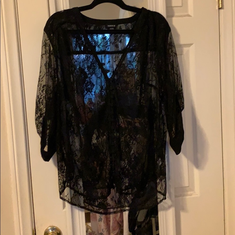 Lace Botton Front Blouse